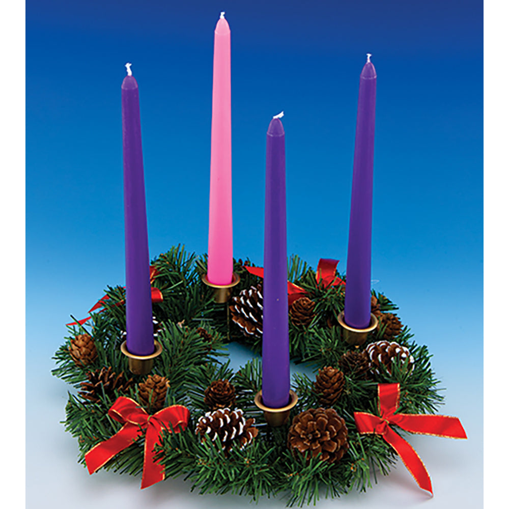 11" Pinecone Advent Wreath with Red Ribbon
