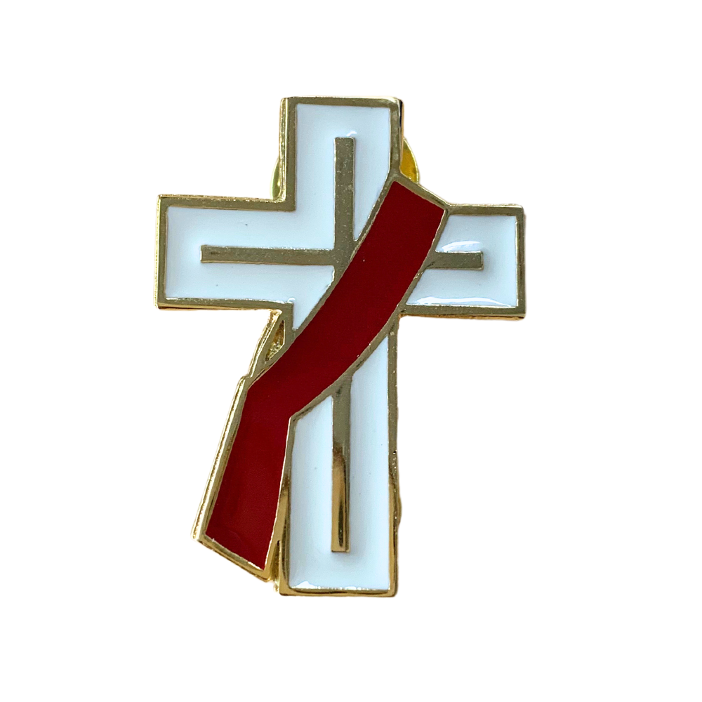 Large Cross With Red Stole Lapel Pin