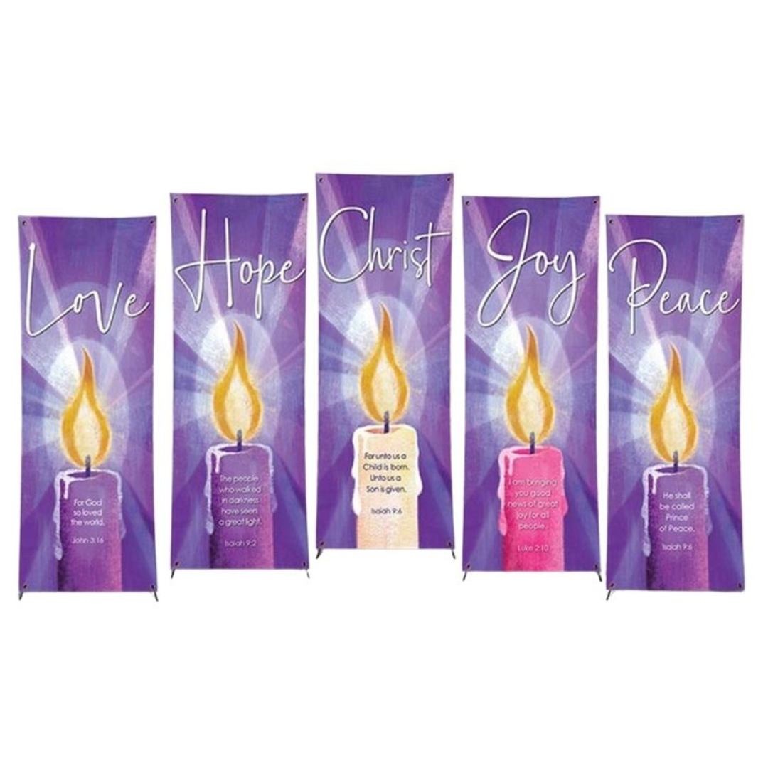 Purple Advent Candle Banner Set