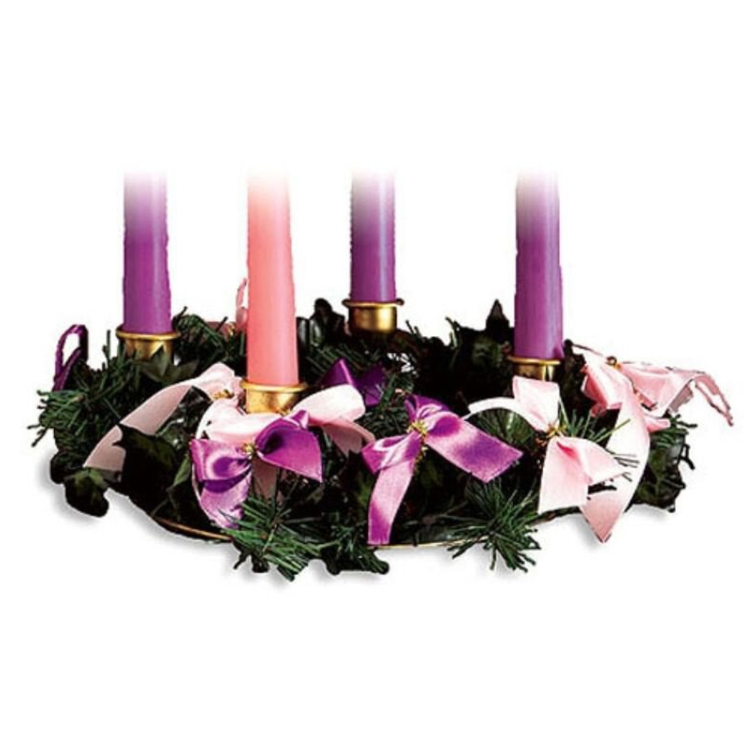 10" Diameter Advent Wreath with Pink & Purple Ribbons