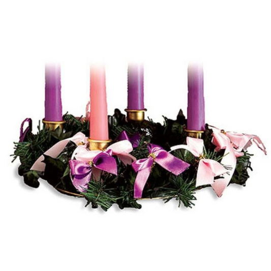 10" Diameter Advent Wreath with Pink & Purple Ribbons