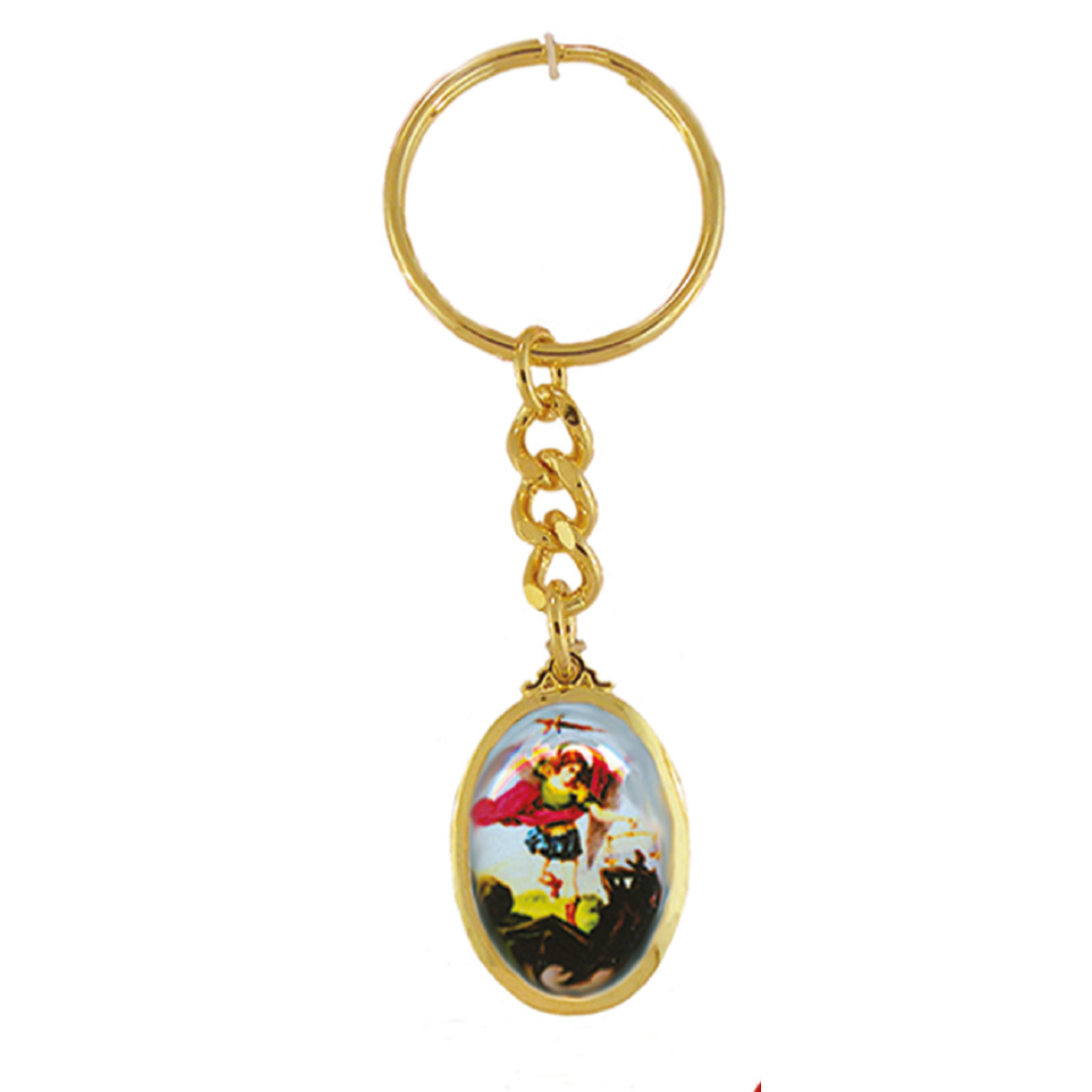 St Michael Gold Plated Key Chain