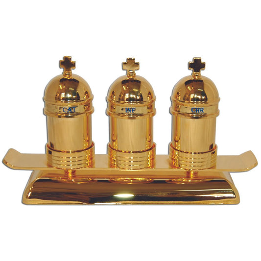 Brass Oil Stock with Tray & Base