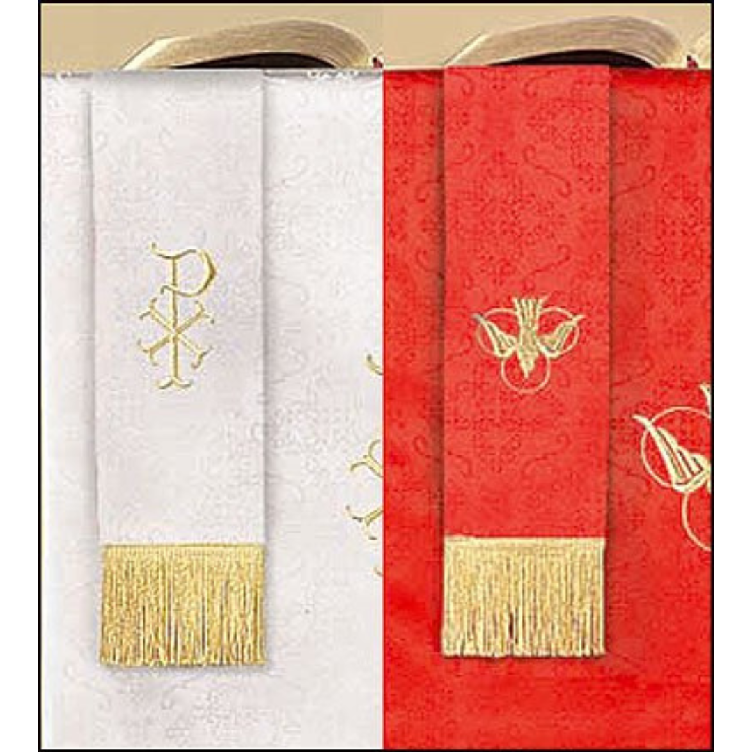 Jacquard Reversible Bookmark with Dove Red/White