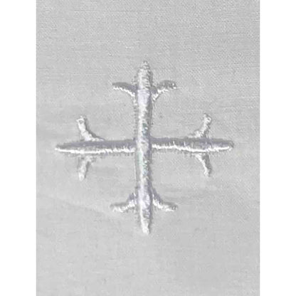 100% Cotton Mass Linens with White Greek Cross Embroidery