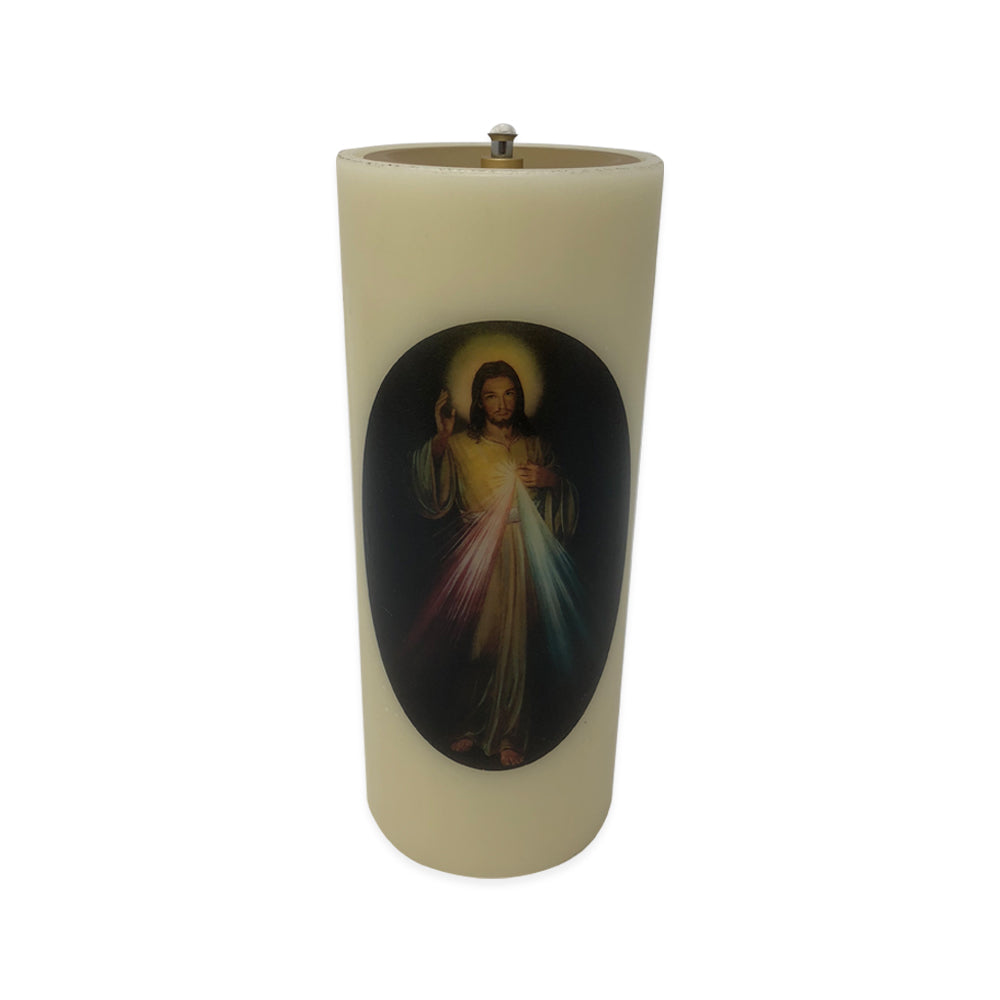 Nylon Oil Candle with Divine Mercy Transfer