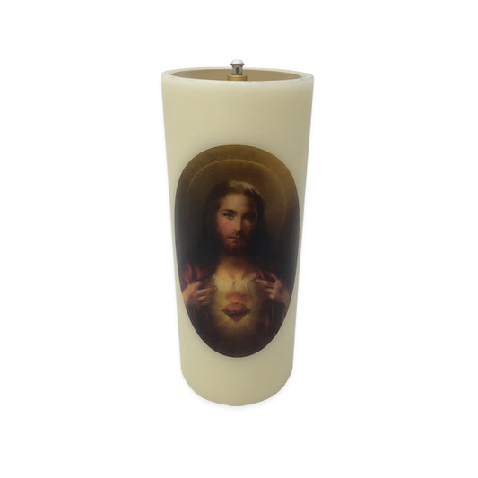 Nylon Oil Candle with Sacred Heart of Jesus Transfer