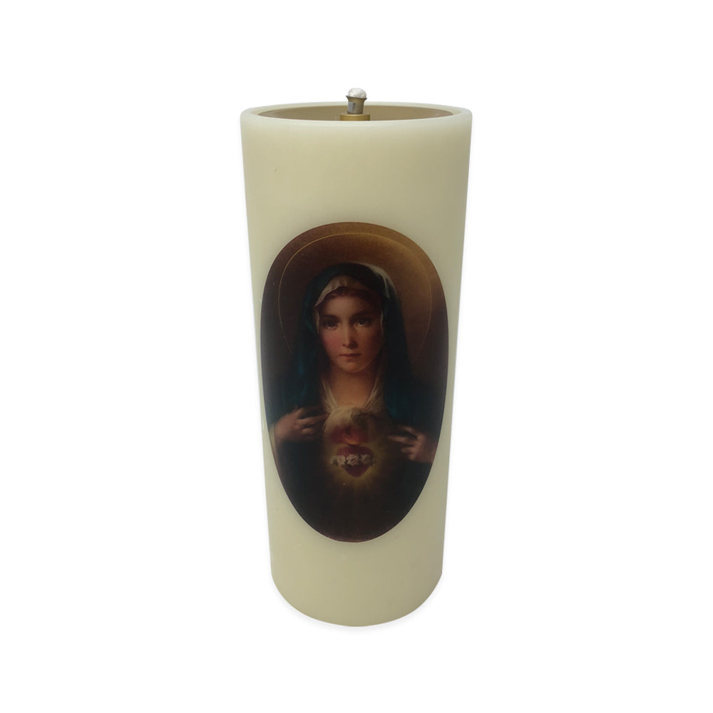 Nylon Oil Candle with Immaculate Heart of Mary Transfer