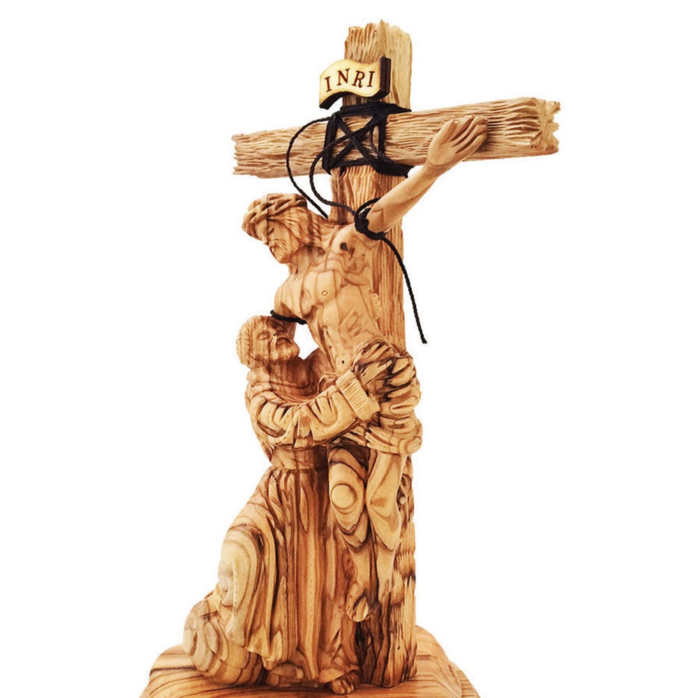 13.75” Olive Wood Sacrifice of Christ Statue