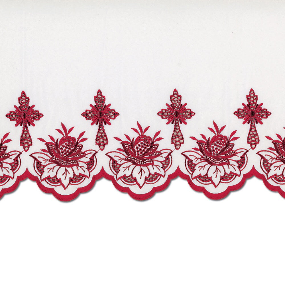 Red Silk Embroidered  Altar Cloth - Design BV1108R