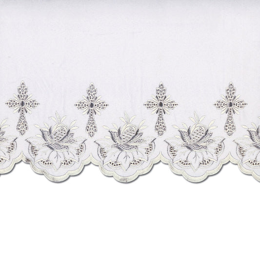 White Silk Embroidered Altar Cloth - Design BV1108W
