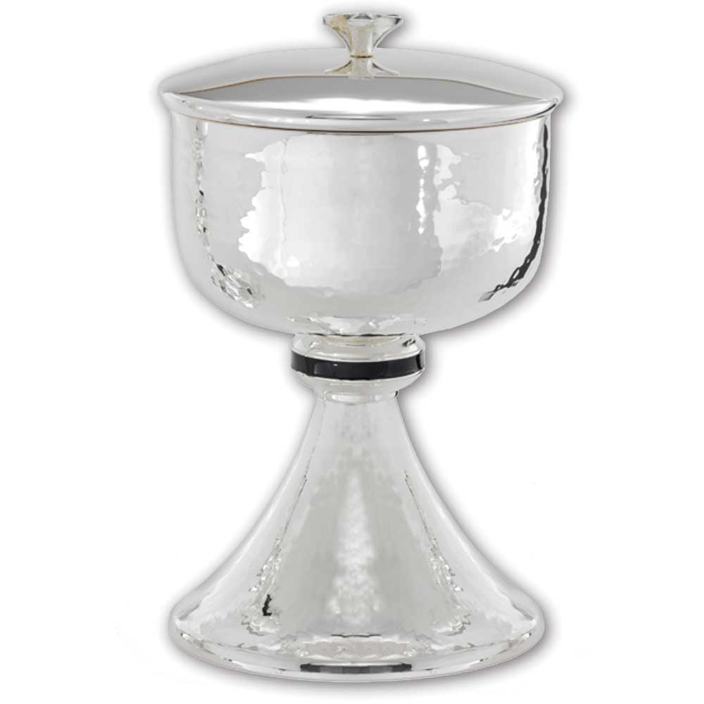 7 3/4" Silver Hammered Texture Ciborium  - Matching Chalice Available