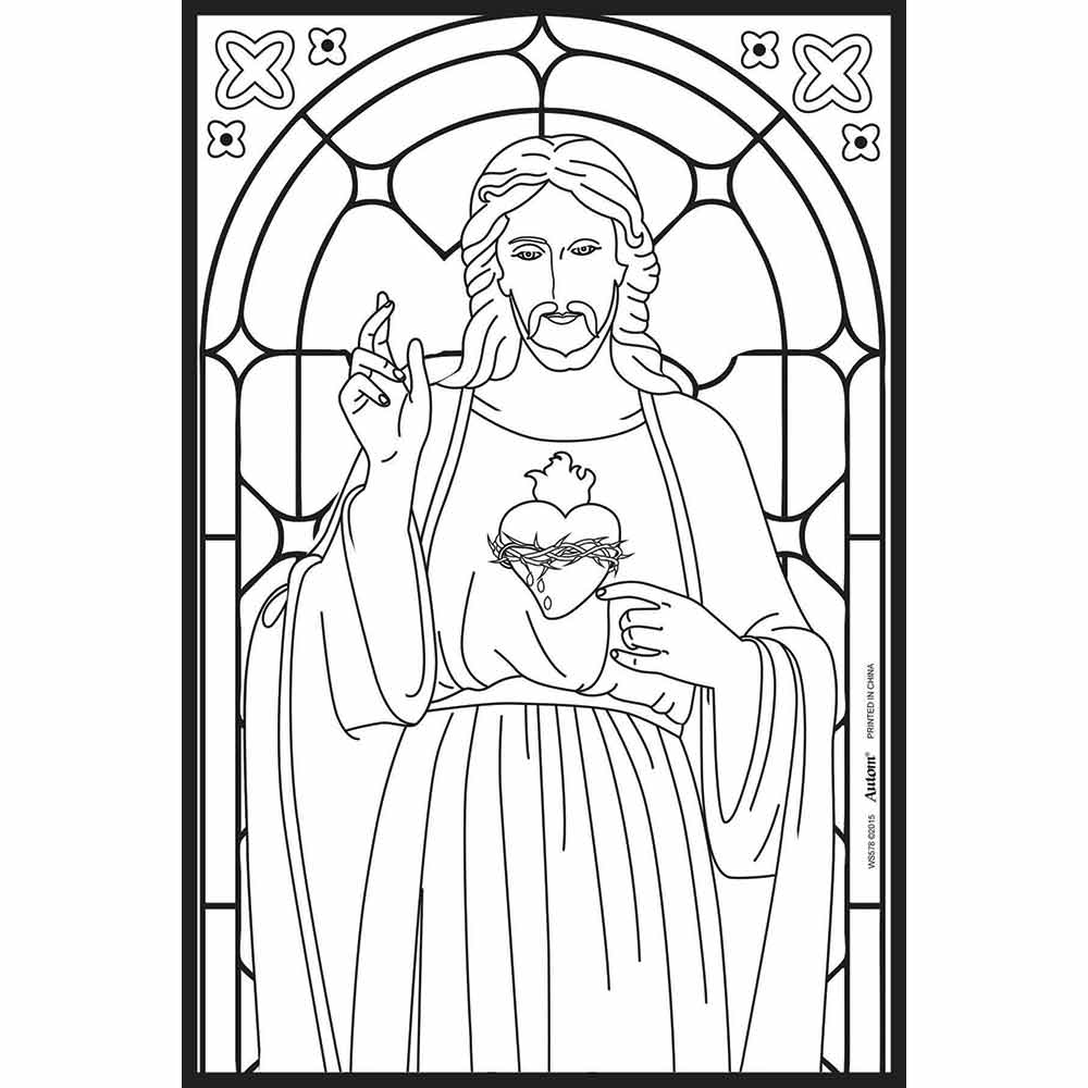 Jesus Stained Glass Window Colouring Poster – F.A. Dumont Church Supplies