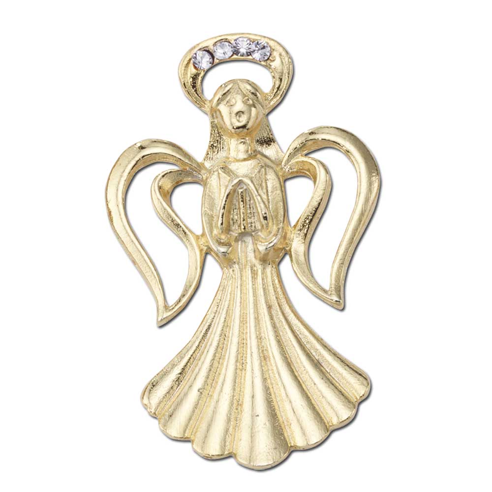 Gold Angel with Outlined Wings Lapel Pin