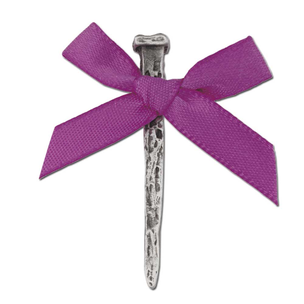 Nail with Purple Ribbon Lapel Pin