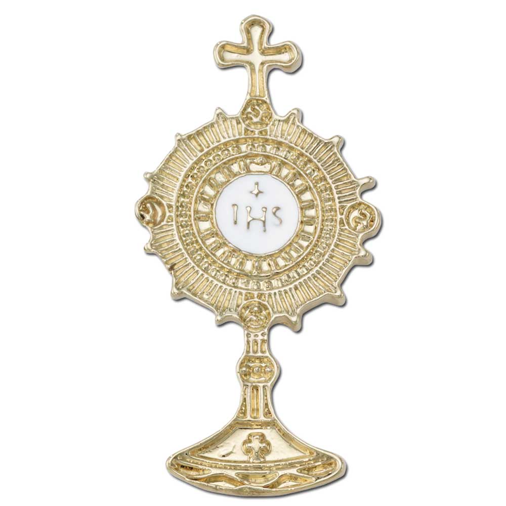 Gold Plated Monstrance Lapel Pin