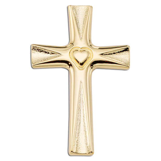 Cross with Heart in Centre Lapel Pin