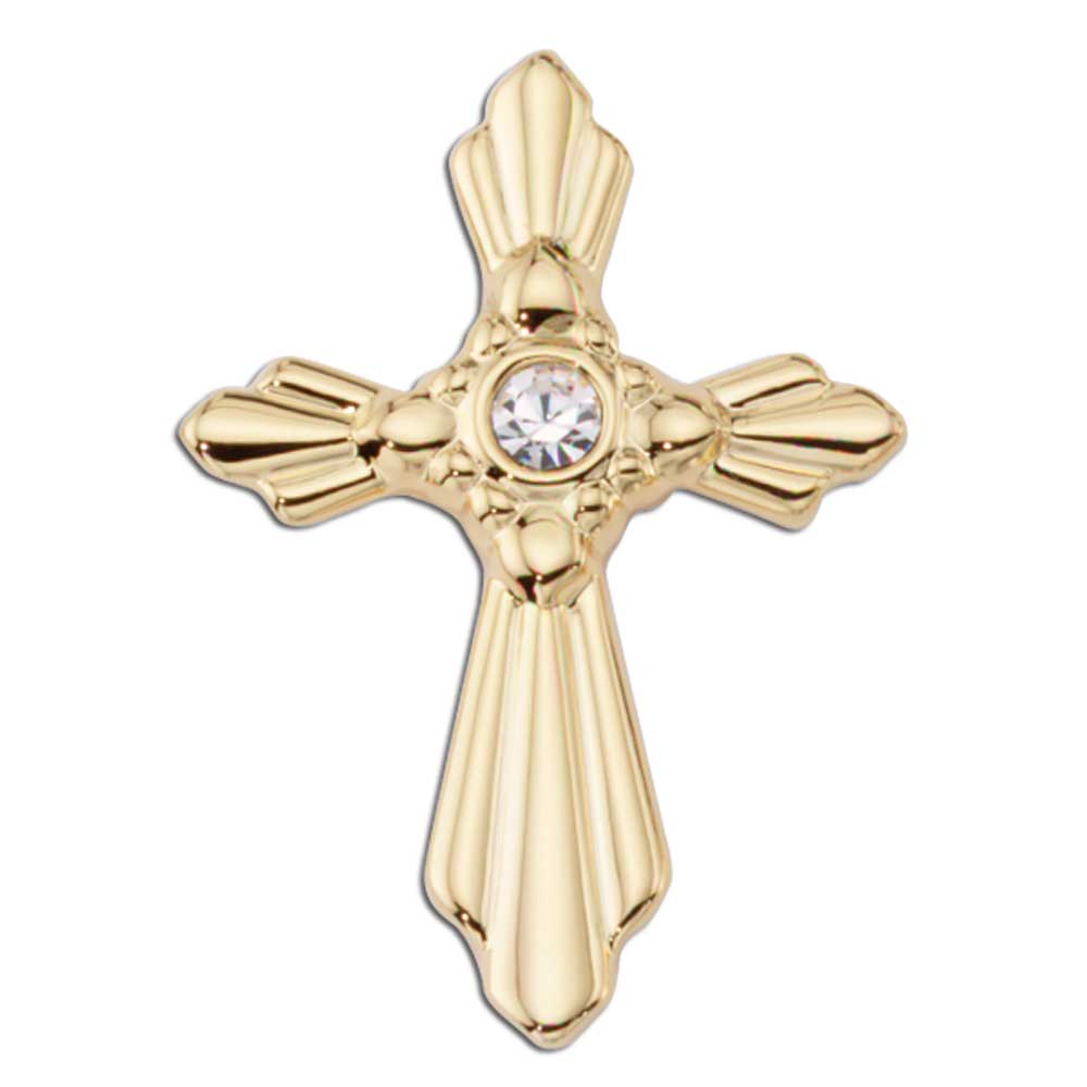 Gold Cross with Central Detail Lapel Pin