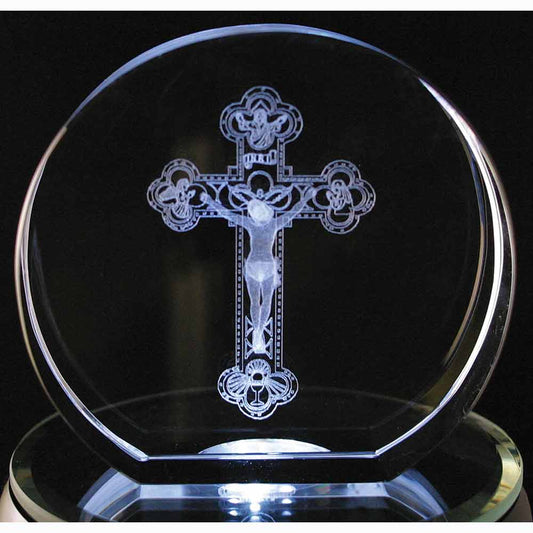 Laser Engraved Crystal Crucifix