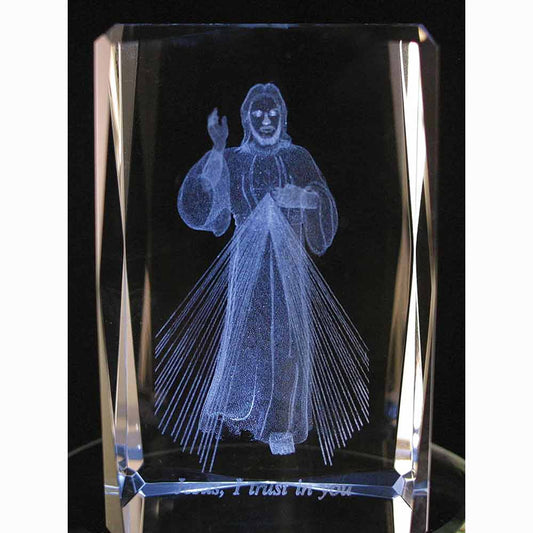 Laser Engraved Crystal Divine Mercy