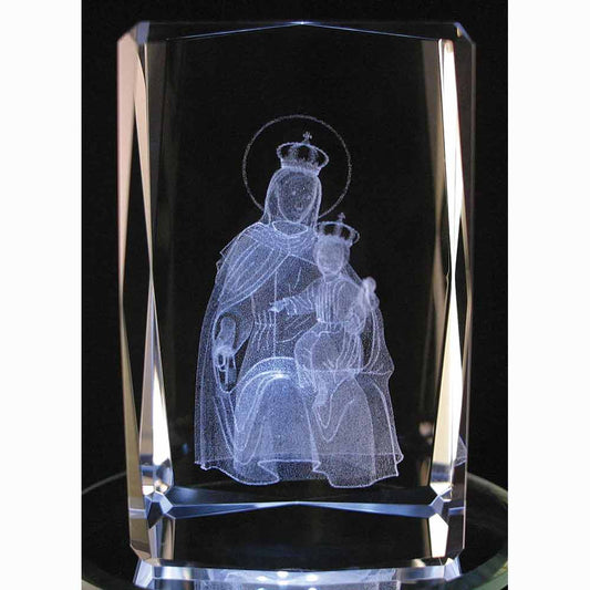 Laser Engraved Crystal Our Lady of Mount Carmel