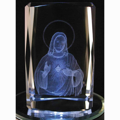Laser Engraved Crystal Sacred Heart