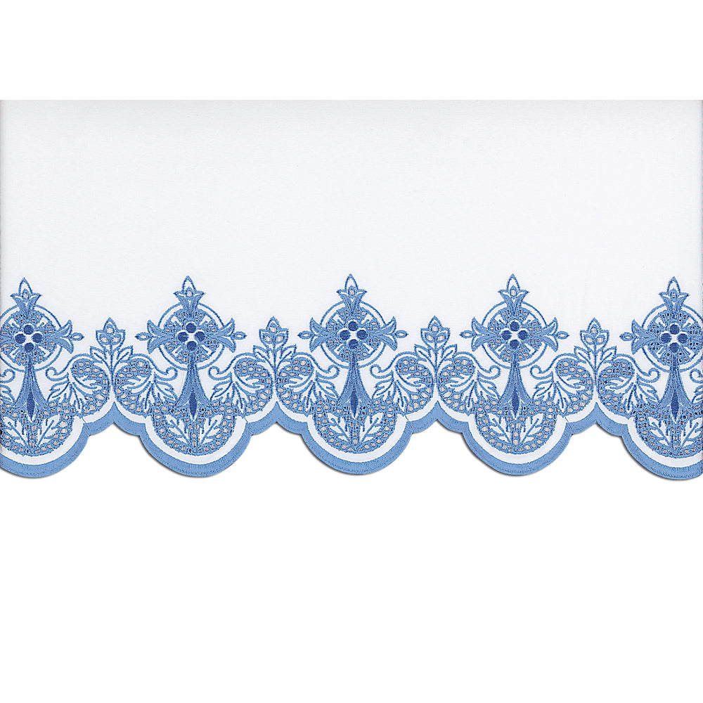 Blue Silk Embroidered Altar Cloth - Design BV508B