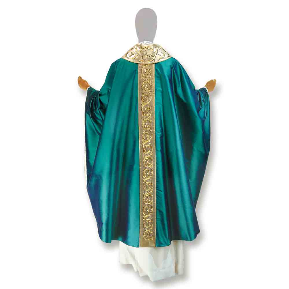 Pure Silk Baroque Green Embroidered Chasuble