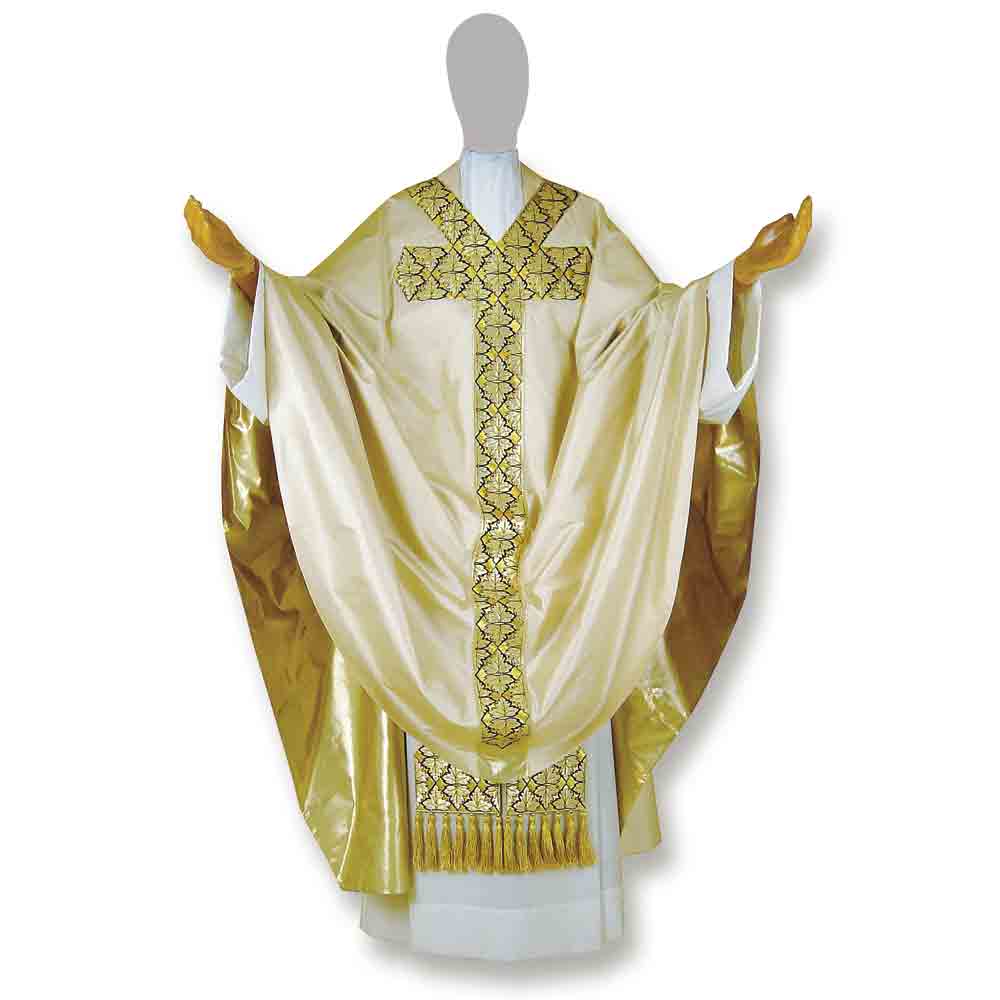 Pure Silk Vine Leaves Embroidered Chasuble - Available in 5 Colours