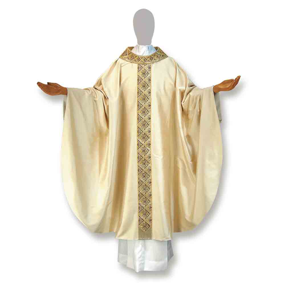 Pure Silk Lily Cross Gold Embroidered Chasuble