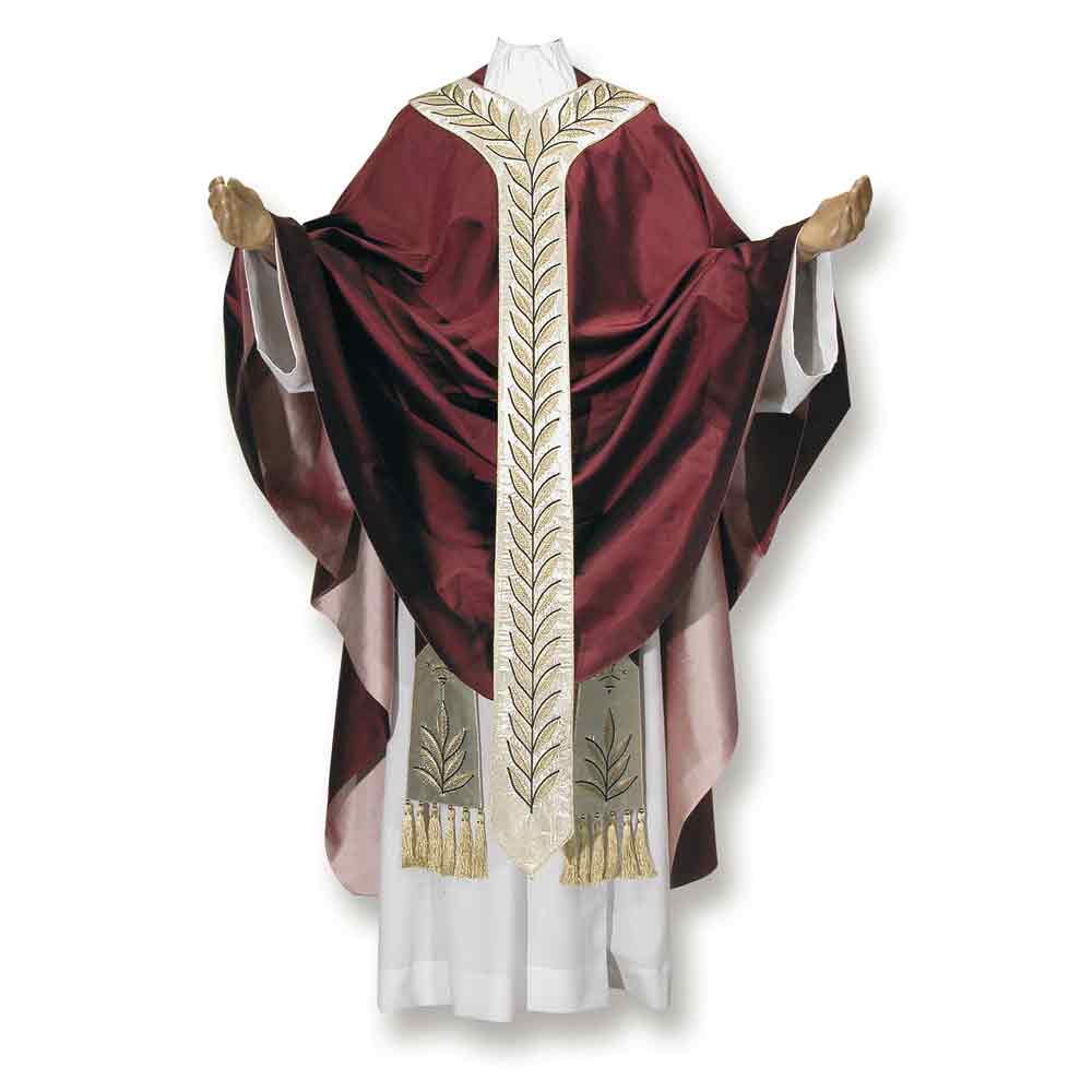Pure Silk Embroidered Olive Gothic Style Chasuble