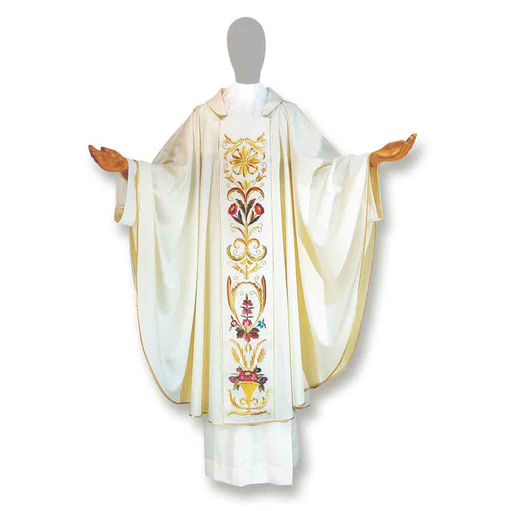 Pure Wool Classic Embroidered Chasuble - Available in 4 Liturgical Colours