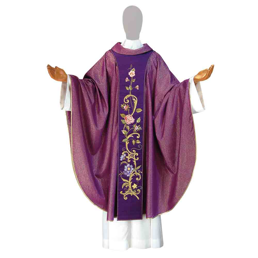 Pure Wool 'Seventh Century' Embroidered Chasuble - Available in 4 Liturgical Colours