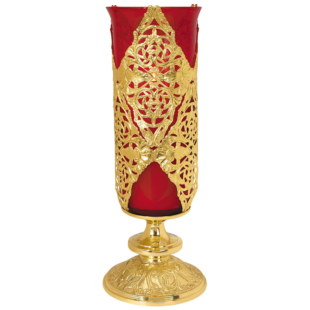 13 1/2" Sanctuary Lamp With Ruby Glass