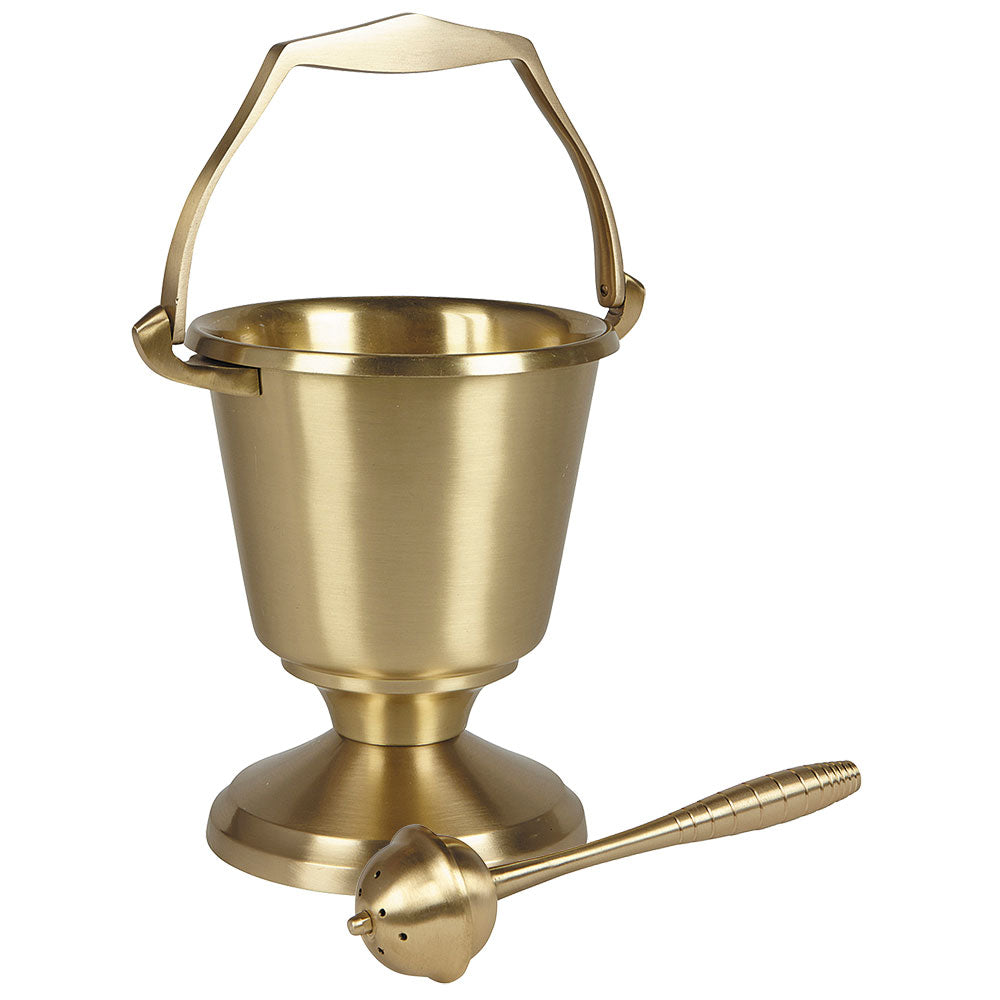 7" High Holy Water Pot with Sprinkler Round Base