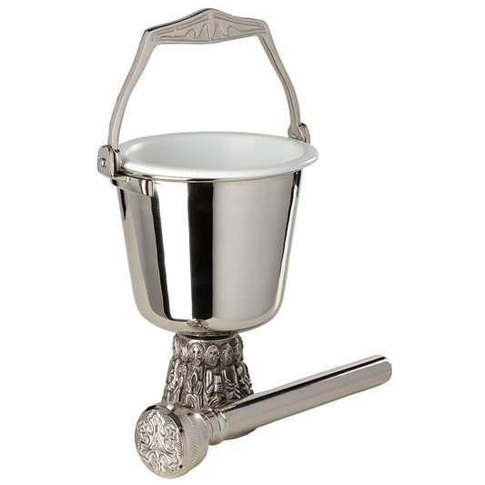 6 1/2” High Nickel Plated Holy Water Pot with Sprinkler
