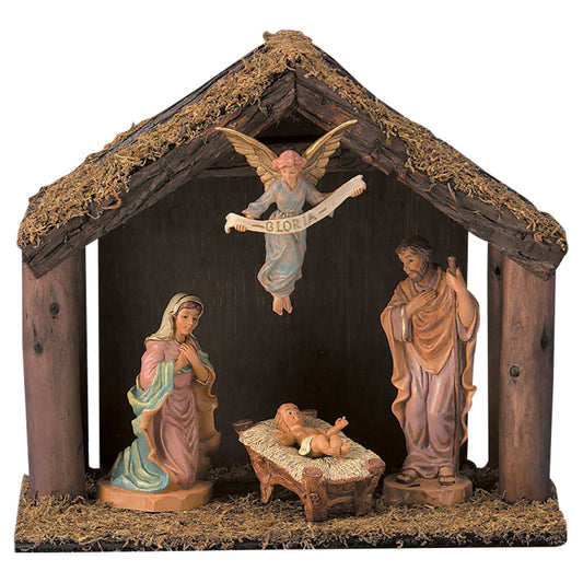 6” Scale 4 Piece Nativity Set with Wood Stable