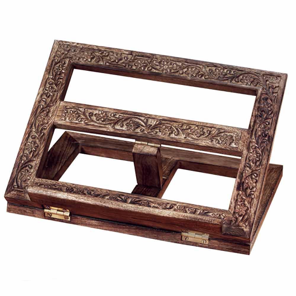 Ornate Carved Wooden Bible Stand