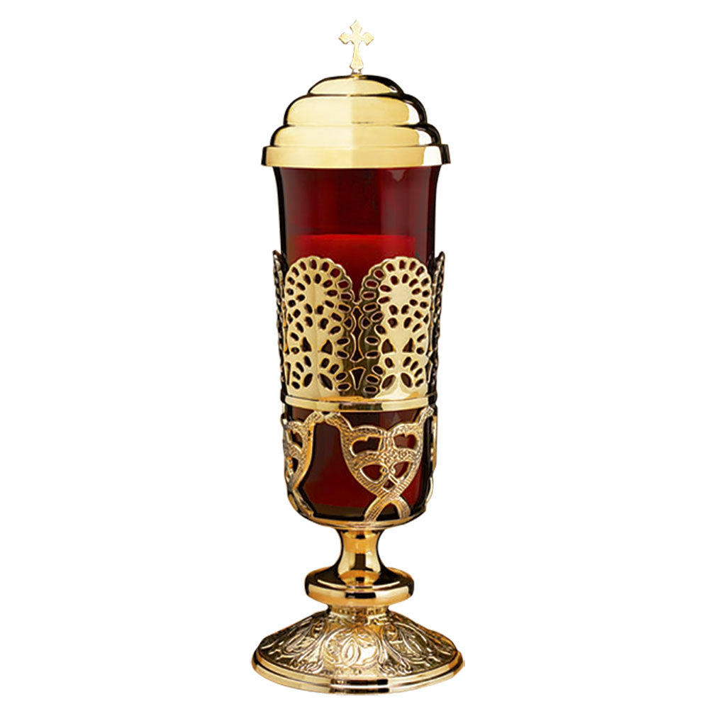 18" Sanctuary Lamp With Ruby Glass