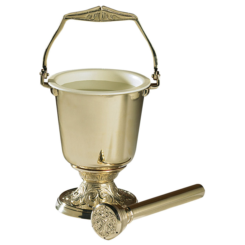 10” High Embossed Holy Water Pot with Sprinkler