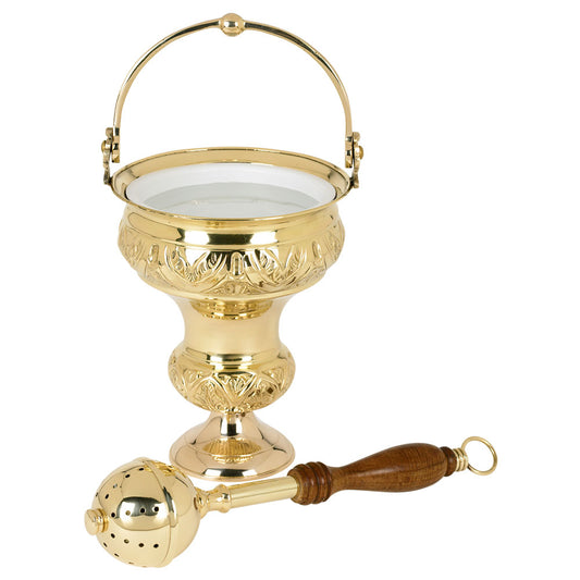 7 3/4” High Ornate Holy Water Pot with Sprinkler