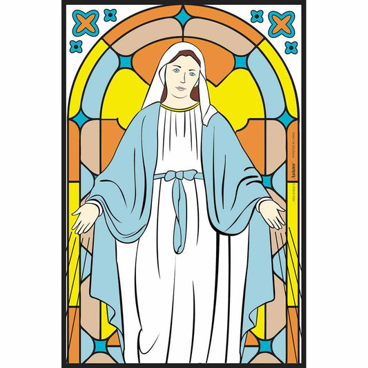 Mary Stained Glassed Window Colouring Poster