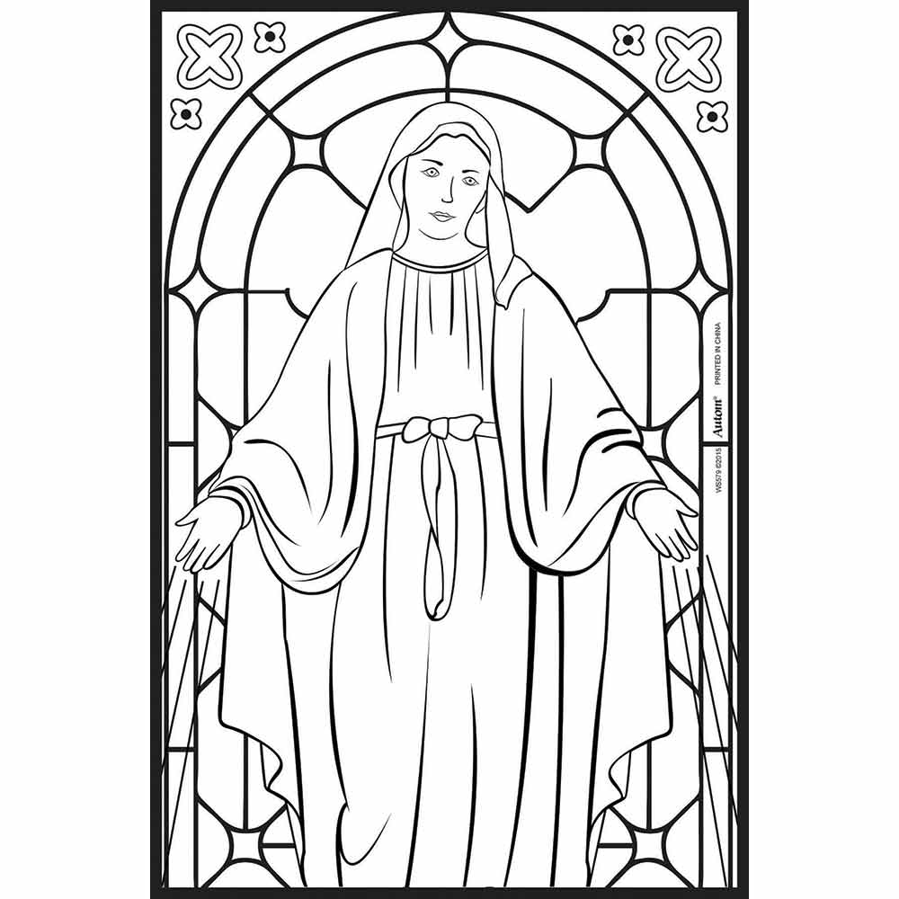 Mary Stained Glassed Window Colouring Poster