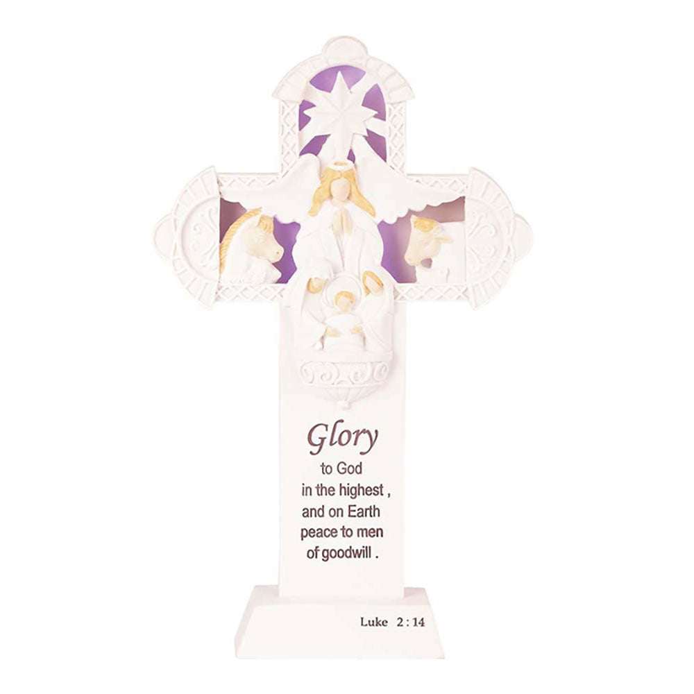 Lighted Glory to God Tabletop Cross