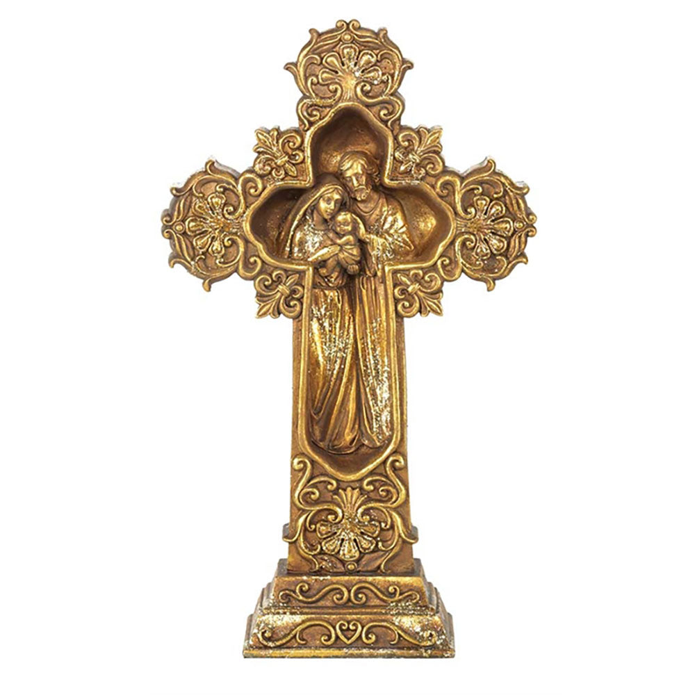 Gold Cross with Holy Family