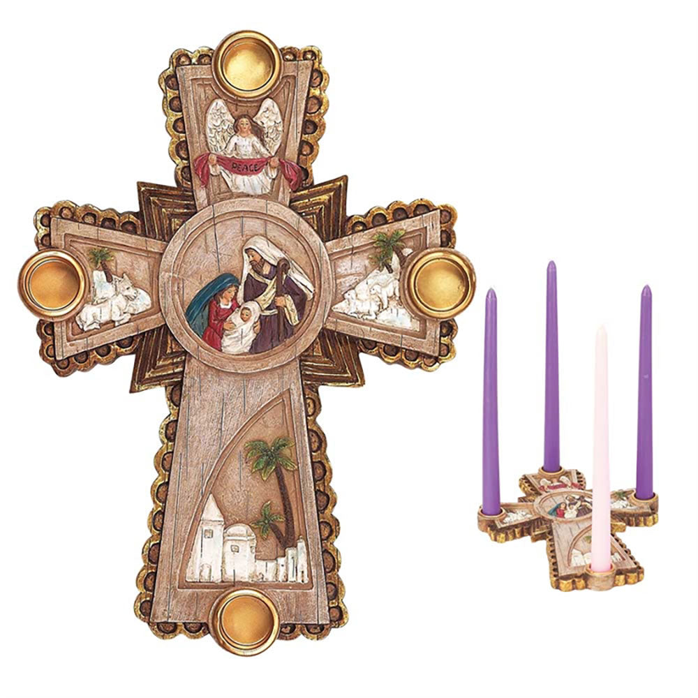 Nativity Advent Cross Candleholder
