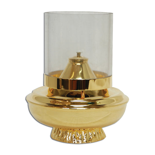 4 3/4" Gold Plated Brass Oil Sanctuary Lamp, Style CL405