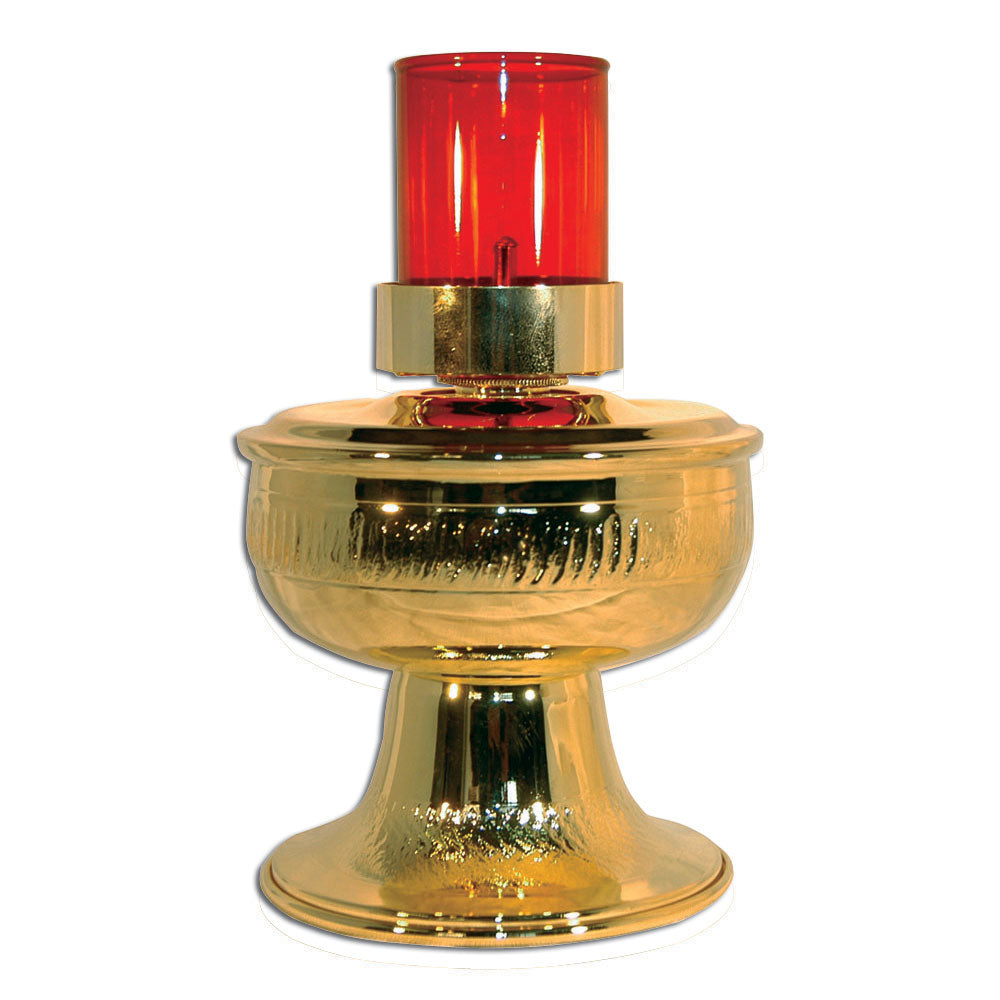 7”  Gold Plated Brass Oil Sanctuary Lamp, Style CL452