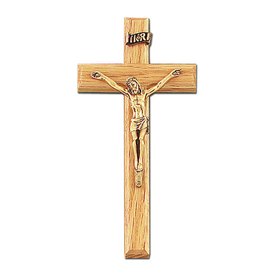 6 1/4" Oak Cross with Metal Corpus, Style JC637K