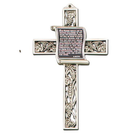 9" Pewter Our Father Prayer Cross